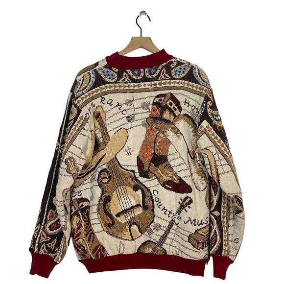 Sugar Street Weavers Sweater Texas Two Step Tapestry Pullover Art Sweater - Picture 2 of 5